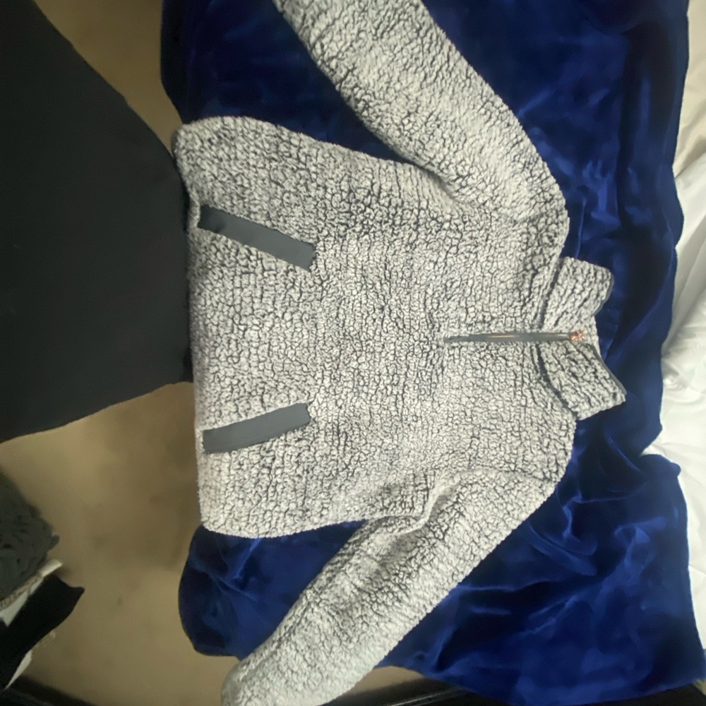 Adrienne Vittadini Sport Gray Sherpa Jacket